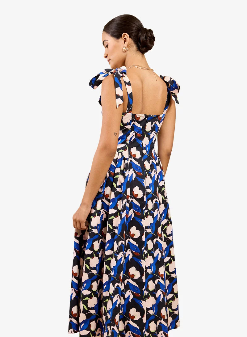 Little Mistress Floral Tie Midi Dress